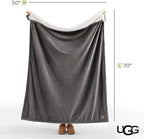 UGG Bliss Throw Blanket Plush Soft Fleece Fluffy Blankets for Bed or Couch Oversized Warm Reversible Machine Washable Medium Weight Home Decor Giftable Throw, 50-inch x 70-inch, Charcoal Grey