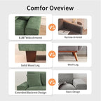 DOPEDIO Modern Loveseat Sofa for Living Room,Chenille Recliner, Removable Cover, Spring Cushions, Solid Wood Frame, Easy Assembly for Small Spaces (71.25inch，Green)