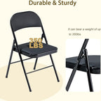 Black Folding Chairs 20 Pack with Padded Cushion and Back, Foldable Outdoor Chairs with 330-LBS Capacity, Portable Heavy Duty Metal Frame Commercial Seat for Party Kitchen Dinning Events Wedding