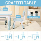 Toddler Table and 2 Chairs, Height-Adjustable Kids Table and Chairs Set, 31.5''L x 23.6''W Children Activity for Boys and Girls Aged 3-8