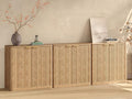 Evermagin 94.5" Oak Buffet Cabinet with Storage, Large Sideboard Cabinet, Boho Accent Credenza, Fluted Console Table with Doors for Dining Room, Kitchen, and Living Room