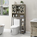 Over The Toilet Storage Cabinet, Farmhouse Storage Cabinet Over Toilet with Sliding Barn Door，Home Space-Saving Toilet Rack, for Bathroom, Restroom, Laundry(Grey).