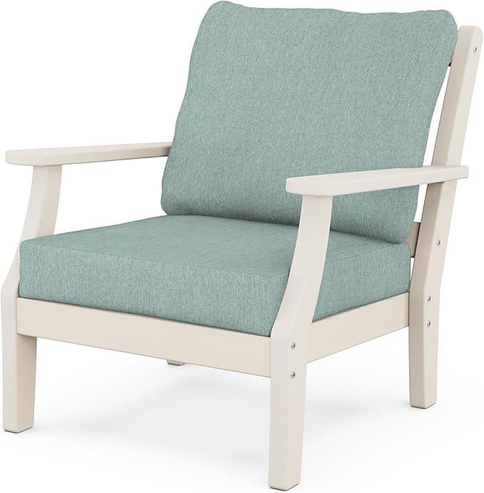 Martha Stewart by POLYWOOD® Chinoiserie Deep Seating Chair in Sand/Glacier Spa