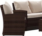 Flash Furniture Aransas Series 4 Piece Brown Patio Set with Beige Back Pillows and Seat Cushions