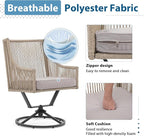 JOIVI Swivel Patio Chairs Set of 2, Outdoor Rattan Dining Chairs with Breathable Cushions, Outdoor Swivel Rattan Chair with Iron Frame for Lawn, Garden, Porch, Backyard, Beige