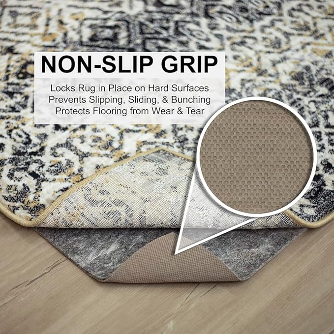Mohawk Home 2' 2" x 10' Non Slip Rug Pad Gripper 3/8 Thick Dual Surface Felt + Rubber Gripper - Safe for All Floors
