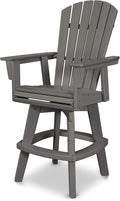 POLYWOOD Nautical Adirondack Swivel Bar Chair, Slate Grey - 30" Bar Height Outdoor Patio Stool - Heavy-Duty HDPE Lumber - Tall Bistro Seating for Deck, Pool & Garden - 360° Rotating High Top Chair