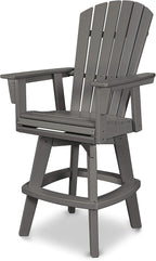 POLYWOOD Nautical Adirondack Swivel Bar Chair, Slate Grey - 30" Bar Height Outdoor Patio Stool - Heavy-Duty HDPE Lumber - Tall Bistro Seating for Deck, Pool & Garden - 360° Rotating High Top Chair