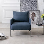 Linen Fabric Living Room Accent Chairs Bedroom Single Sofa Chair, Upholstered Reading Arm Chair Modern Couch w/Comfy Pillow for Waiting Room/Apartment/Dorm, Blue