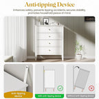 White Fluted 4 Drawer Dresser Set of 2 for Bedroom, Modern Chest of Drawers, Wood Dresser for Storage Clothes, Wooden Storage Cabinet Nightstand for Bedroom, Hallway, Living Room, Entryway