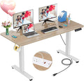 farexon 48 x 24 inch Standing Desk Electric Adjustable Height with Charging Station, Stand up Desk with Ergonomic Workstation, 4 Preset Heights Easy to Set（Oak Grey
