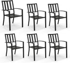PHI VILLA 6 Pieces Patio Metal Dining Chairs, Outdoor Wroght Iron Seating Dining Chairs, Stackable Bistro Chair for Garden, Backyard, Lawn, Supports 300 lbs