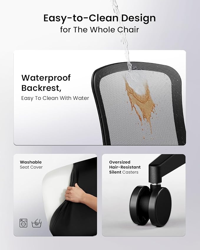 ProtoArc Ergonomic Office Chair - Flexer Computer Chair, Foam Cushion Sliding Seat, Breathable Mesh from Wintex, 125° Reclining Swivel Desk Chairs for Home, Office & Study - Black