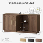 Sideboard Buffet Cabinet with Storage, Mid Century Modern Accent Cabinet with Arched Doors, Modular Media Console, Minimalist Credenza for Living Room Kitchen Dining Room Entryway, Walnut