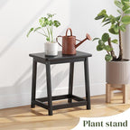 Black Wood end Table, Small Bench Seat, Wood Bathroom Vanity Bench, Plant Stand, Shoe Changing Handmade Stool for Kids or Adults (Black, Large)
