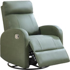 Swivel Rocker Recliner, Faux Leather Rocking Recliner Chair with Manual Adjustable Footrest, Reclining Chair Nursery Glider Recliners for Small Spaces, Living Room, Dark Green