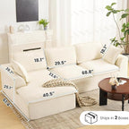 109.4" Cloud Couch with L-Shape Chaise, Boneless Sectional Couch for Living Room and Bedroom, Modern Modular Sofa with Deep Seat, No Assembly Required (Ivory White)