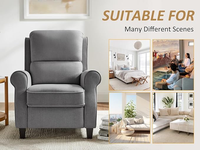 Recliner Chair for Living Room, Modern Reclining Sofa Home Theater Seating with Upholstered Push Back, Mid-Century Reclining Armchair with Lumbar Support, Bedroom, Reading Nook, Office, Set of 2