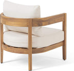 Christopher Knight Home 312395 Alfy Outdoor Club Chair with Cushions (Set of 2), Teak Finish, Beige