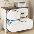 Lateral File Cabinet with 4 Drawers, Farmhouse File Cabinet for Letter/Legal/A4 Size Hanging Files, Large Wood File Storage Cabinets Printer Stand for Home Office Cabinets, White with Lock
