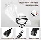JUMMICO Executive Office Chair High Back Managerial Home Desk Chair, Adjustable Swivel Computer PU Leather Chair with Lumbar Support (White)