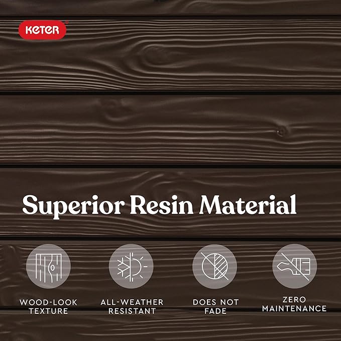 Keter Solana 70 Gallon Storage Bench Deck Box for Patio Furniture, Front Porch Decor and Outdoor Seating – Perfect to Store Garden Tools, Brown/Brown