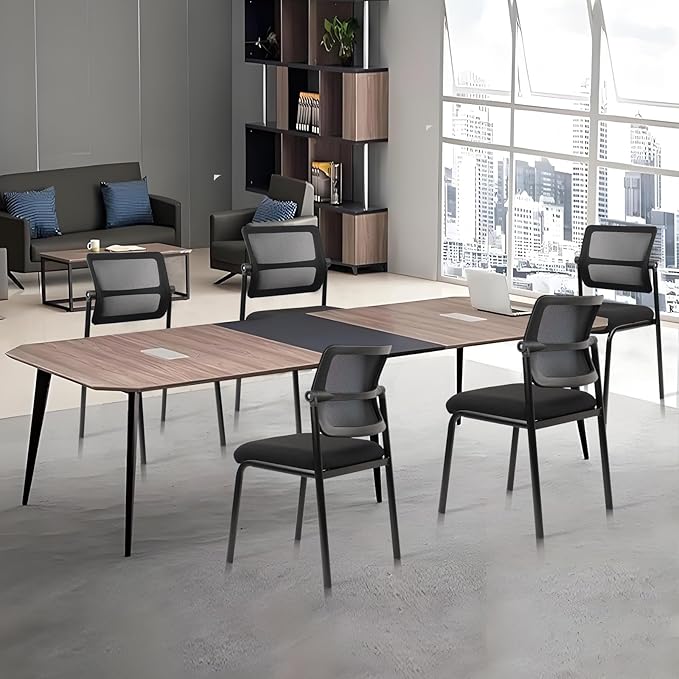 CLATINA Stacking Armless Office Waiting Room Chair with Adjustable Backrest, Mesh Stackable Guest Reception Desk Chairs with Ergonomic Lumbar Support for Home Conference Lobby Side School, Black, 4PK