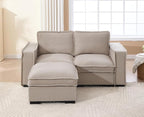EALSON 67" Sectional Couch Modern Love Seat with Ottoman Modular Cloud Sofa with Deep Seat Comfy Linen Fabric Loveseat Sofa Convertible L Shaped Couches 2 Seater Couch for Living Room/Bedroom,Oatmeal