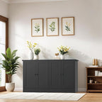 Black Buffet Storage Cabinet with 4 Door, 49" W Coffee Bar Cabinet, Kitchen Buffet Sideboard for Living Room, Kitchen