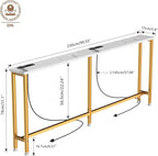 90Inch Console Table with Outlet, Sofa Table with Charger,Skinny Hallway Table, Narrow Entryway Table,Table Behind Sofa,for Living Room,Gold & White