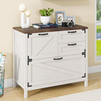 Lateral File Cabinet with 4 Drawers Farmhouse File Cabinet for Letter/Legal/A4 Size Hanging Files, Large Wood File Storage Cabinets Printer Stand for Home Office Cabinet, Rustic White
