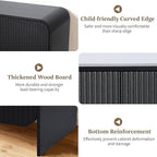 Fluted Sideboard Buffet Cabinet with Storage, 59'' Curved Buffet Cabinet with 4 Doors & Shleves, Modern Credenza Wood Coffee Bar Table Console for Dining Room Kitchen Living Room Entryway, Black