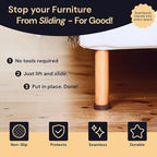 CasterMaster Non Slip Rubber Furniture Cups for Hardwood Floors - 4x4 Brown Round Caster Pads - Heavy Furniture Leg Cups - Set of 4