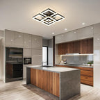 GEADI Modern LED Ceiling Light, 64W Dimmable Black Flush Mount Light 5-Square Ceiling Lamp with Remote Control, Acrylic Ceiling Chandelier Lighting for Living Room Bedroom Office, 3000K-6500K