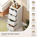 Giantex Bathroom Storage Cabinet with 4 Drawers, 32" Freestanding Storage Organizer Unit with Cutout Handles, Anti-Tipping Device, Narrow Floor Cabinet for Hallway, Living Room, Entryway (White)