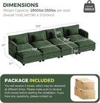 ELUCHANG Oversized 153" Modular Sectional Sofa, Comfy Deep Seat Cloud Couch Sleeper Sofa Bed, 8 Seat Modern Couch with Removable Cover for Living Room, Apartment, DIY Combination, Chenille Olive Green