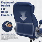 Large High Back Office Chair with Flip Arms- Executive Desk Chair with Locking Wheels, Adjustable Lumbar Support, Ergonomic Breathable Fabric Computer Chair Prevents Cats Scratching