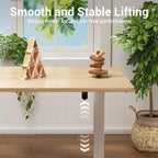 Veken 55 Inch Large Electric Standing Desk, 4 Memory Heights Adjustable,Sit to Stand Up, Work Home Office Computer Table for Study, Walking Pad, Writing, and Games, Wooden Desktop Desks, Nature Wood