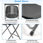 6 Pack Grey Heavy Duty Plastic Foldable Chair, Stackable Chairs with Reinfoced Steel Frame for Indoor and Outdoor, Wedding, Party, Restaurant, Meeting Room, Patio