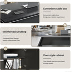 Modern L Shape Executive Desk with Storage Drawers – Large Black Corner Office Table for Home Workspace, Spacious Executive Desk with Cabinets (Black/Left, 87" L * 63" W * 30" H)