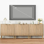 Fluted Storage Cabinet, Free Standing Buffet, Wood Sideboard, Multifunctional Accent Storage for Living Room, Hallway, Entryway, Dining Room (2, Oak)