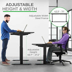 Rise Up Electric Standing Desk Adjustable Height 27-47" Dual Motor One Piece 60x30 Bamboo Large Standing Desk, Sit Stand Desk Rising Desk Home Office
