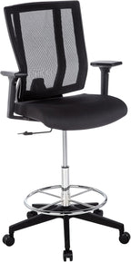 Vari Drafting Chair (VariDesk) - Tall Adjustable Office Chair with Footrest & Rolling Casters - Ergonomic Mesh Back for Lumbar Support - Ideal for Artist, Drafting Desk, or Counter Work - Black