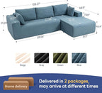 2025 New 108" Cloud Couch Sectional, Modular Sectional Sofa with L-Shaped Chaise, Deep Seat Sectional Modular Couch for Living Room, No Assembly Required (Blue, Right Facing Chaise)