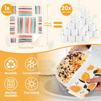 Lucomb 10 Pack Swedish Dishcloths Washable, Reusable Swedish Cloths Biodegradable Kitchen Towels with Hanging Clips, Cellulose Cotton Blend, Lemon Prints
