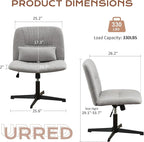 URRED Criss Cross Office Chair, Armless Cross-Legged Desk Chair with Fixed Legs, Height Adjustable Wide Seat Task Vanity Chair for Home Office or Bedroom (Grey)
