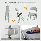 SEALAMB 6 Pack Grey Folding Chairs with Padded Seats & Cushion, Durable Metal Foldable Chairs for Wedding Party, Commercial Chairs for Office School Church Events, 330lb Capacity (Grey-PU, 6 Pack)