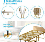 Mjkone Folding Bed with 5" Memory Foam Mattress & Upgraded 75x38 Frame Single Portable Guest Bed, Space-Saving Design, Lockable Wheels for Easy Moving, Quick Assembly & Compact Storage-Gold
