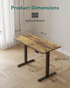 CubiCubi 48 x 24 Inches Electric Standing Desk, Height Adjustable Sit to Stand Desk, Home Office Table with Splice Board, Rustic Brown