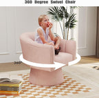 Swivel Accent Chair,Upholstered Velvet 360° Swivel Barrel Chair for Living Room Overstuffed Bouncle Reading Chair Round Armchair for Bedroom,Vanity,Office(Pink)